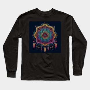 Psychedelic looking abstract illustration of a dreamcatcher Long Sleeve T-Shirt